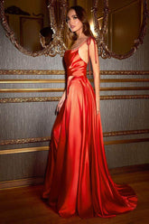 Satin Cowl Neck Affordable Prom Gown